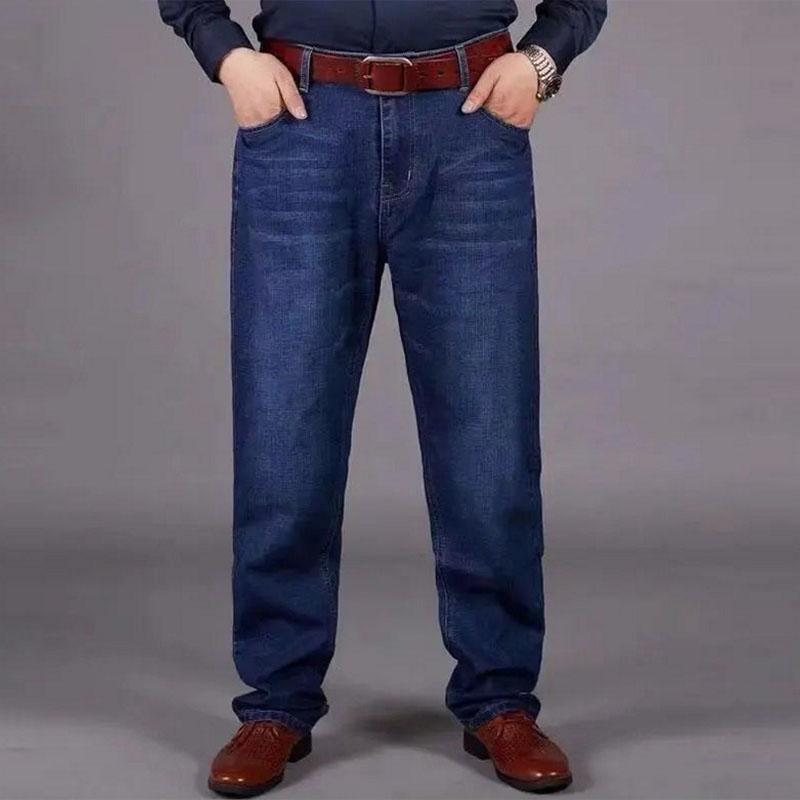 Übergroße Sommer-Plus-Size-ultradünne Denim-Baumwoll-Fat-Stretch-Schwarz-Baggy-Jeans für Herren, fette, lockere, große, gerade Hosen, Freizeithosen für Männer 40 blau von Joom DACH