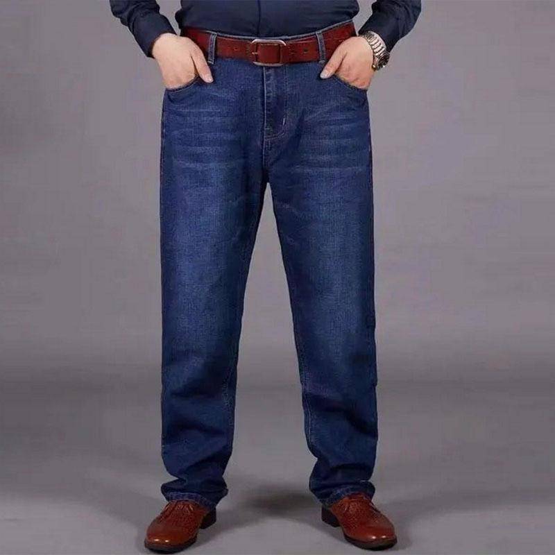 Übergroße Sommer-Plus-Size-ultradünne Denim-Baumwoll-Fat-Stretch-Schwarz-Baggy-Jeans für Herren, fette, lockere, große, gerade Hosen, Freizeithosen für Männer 40 blau von Joom DACH