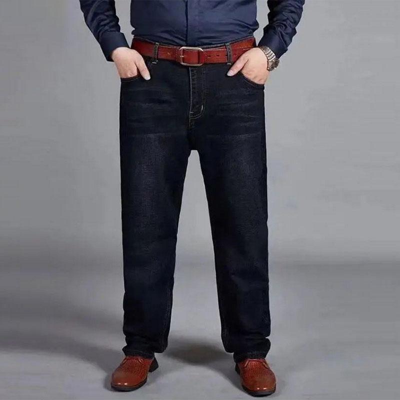 Übergroße Sommer-Plus-Size-ultradünne Denim-Baumwoll-Fat-Stretch-Schwarz-Baggy-Jeans für Herren, fette, lockere, große, gerade Hosen, Freizeithosen für Männer 50 schwarz von Joom DACH
