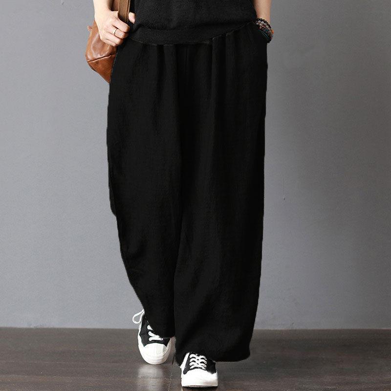 Übergroße lässige Baumwollleinen-Pumphose für Damen, Baggy, Vintage, Haremshose, modisch, hohe Taille, Sommer-Jogginghose XXXXL schwarz Übergroße lässige Baumwollleinen-Pumphose für Damen, Baggy, Vintage, Haremshose, modisch, hohe Taille, Sommer-Jogginghose XXXXL schwarz von Joom DACH
