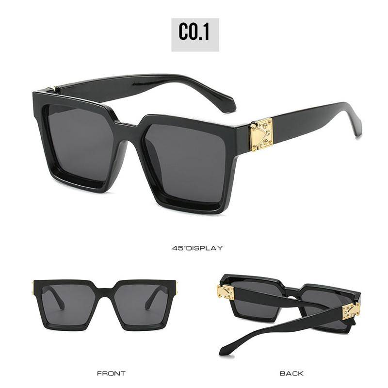 Übergroße quadratische Damen-Sonnenbrille im Vintage-Stil mit schwarzem und rotem Leopardenmuster für Männer, Sonnenbrille ohne Polarisation schwarz/grau von Joom DACH