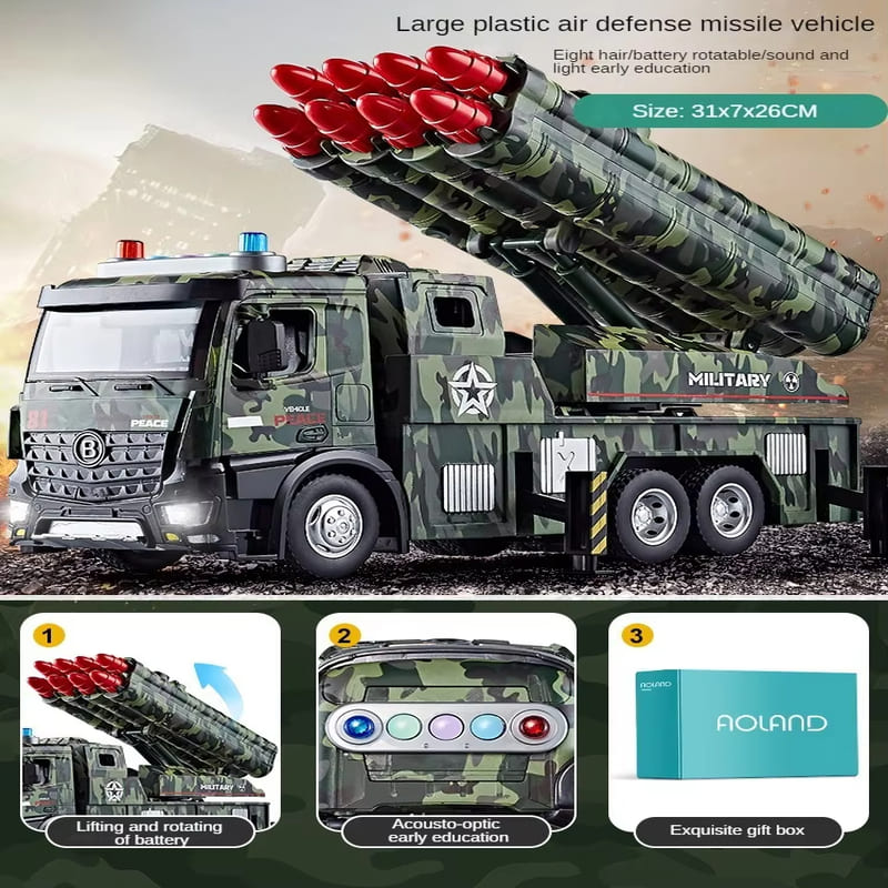 Übergroßes Flugabwehrraketenfahrzeug aus Legierung, kann sicheres Material starten, Raketenwerfer für Kinder, Simulationspanzermodell für 3-jährige Jungen, cooles Geschenk Eight-round turret 1 von Joom DACH