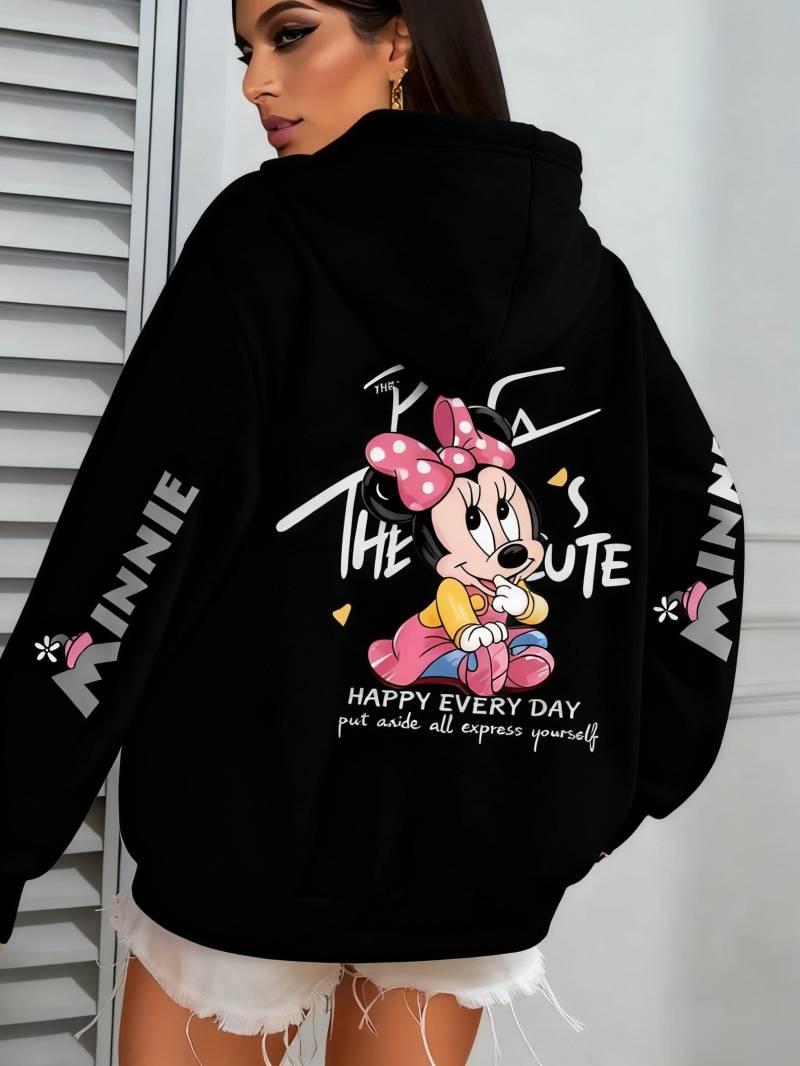 Übergroßes Vintage Disney Minnie Print Pullover Sweatshirt Damen Herren Lässiger Hoodie Streetwear Mode Oberteile Frühling Herbst Mode XL von Joom DACH