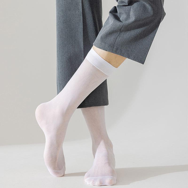 Überknie-Strümpfe, Sommer Ultra-dünne Herren High-Top Business-Schuhe, Socken, Langlebige, Verschleißfeste und Hakenfeste Strümpfe 1 pair weiß von Joom DACH