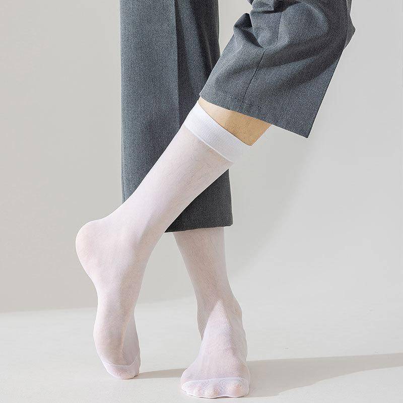 Überknie-Strümpfe, Sommer Ultra-dünne Herren High-Top Business-Schuhe, Socken, Langlebige, Verschleißfeste und Hakenfeste Strümpfe 1 pair weiß von Joom DACH