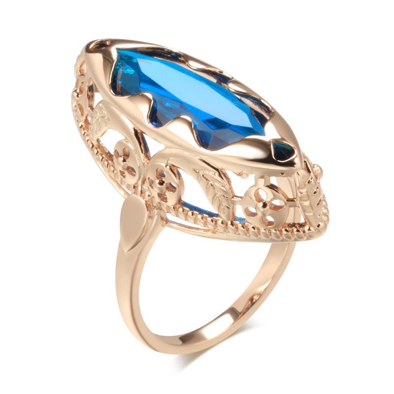 Übertriebene Wellenstruktur, rot, grün, blau, Zirkon, große Ringe für Damen, goldfarben, Vintage-Schmuck 9 blau von Joom DACH