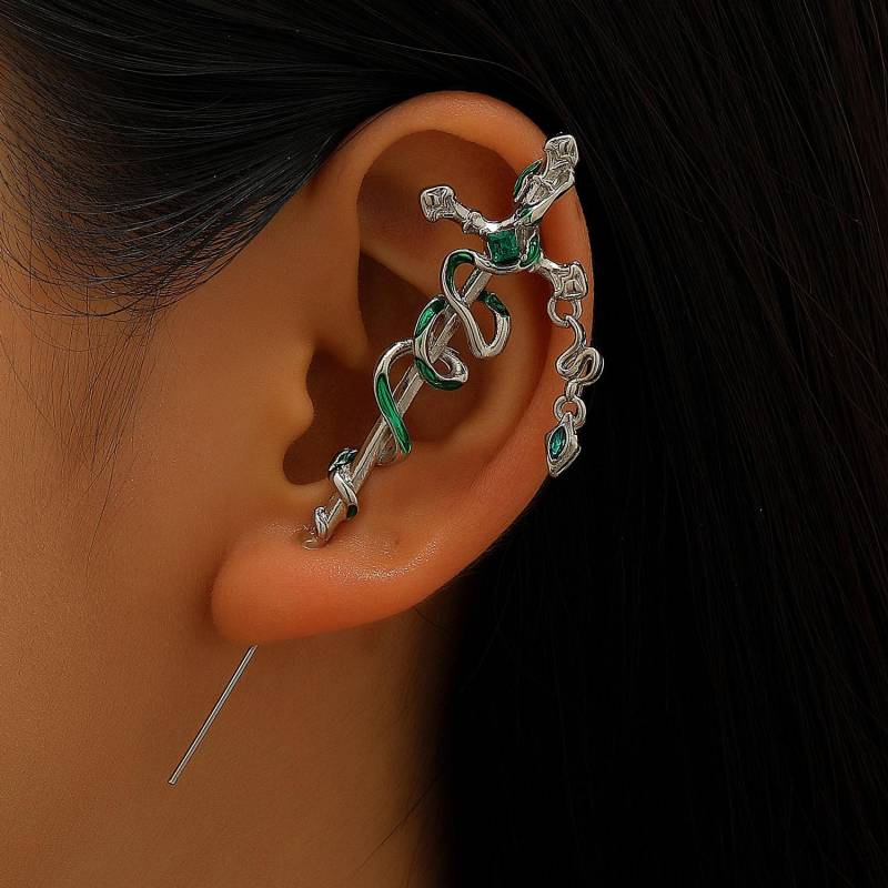 Übertriebener Punk Dark Style Schlange Gewickelter Ohrhaken Piercing Ohrringe für Frauen 1 pcs von Joom DACH