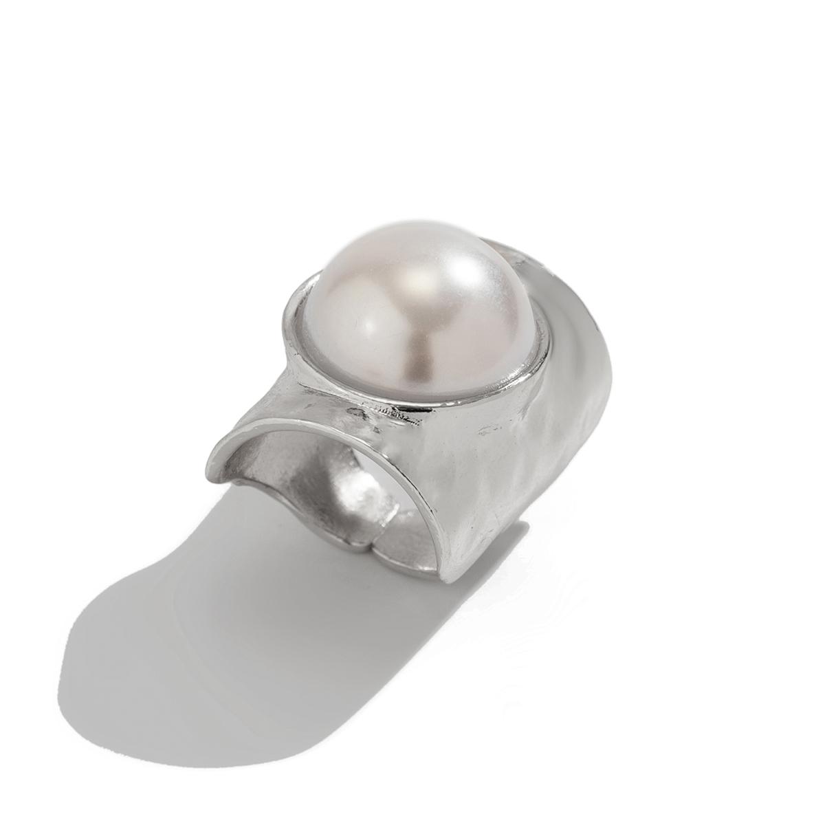 Übertriebener Unregelmäßiger Breiter Ring Für Damen, Verstellbarer Geometrischer Ring, Eleganter Schmuck, Damenring-Accessoires silber von Joom DACH