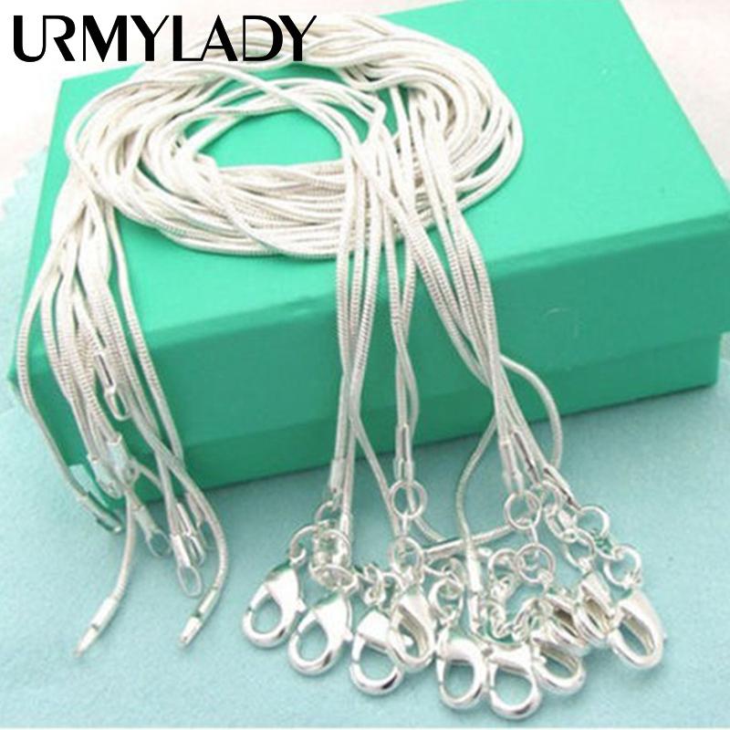 URMYLADY 925 Silber 5 teile/los 16/18/20/22/24/26/28/30 Zoll 1 MM Schlangenkette Halskette für Frauen Männer Mode Schmuck Geschenk 5pcs 50cm silber von Joom DACH