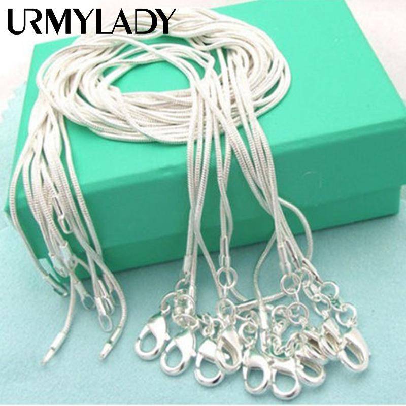 URMYLADY 925 Silber 5 teile/los 16/18/20/22/24/26/28/30 Zoll 1 MM Schlangenkette Halskette für Frauen Männer Mode Schmuck Geschenk 5pcs 50cm silber von Joom DACH