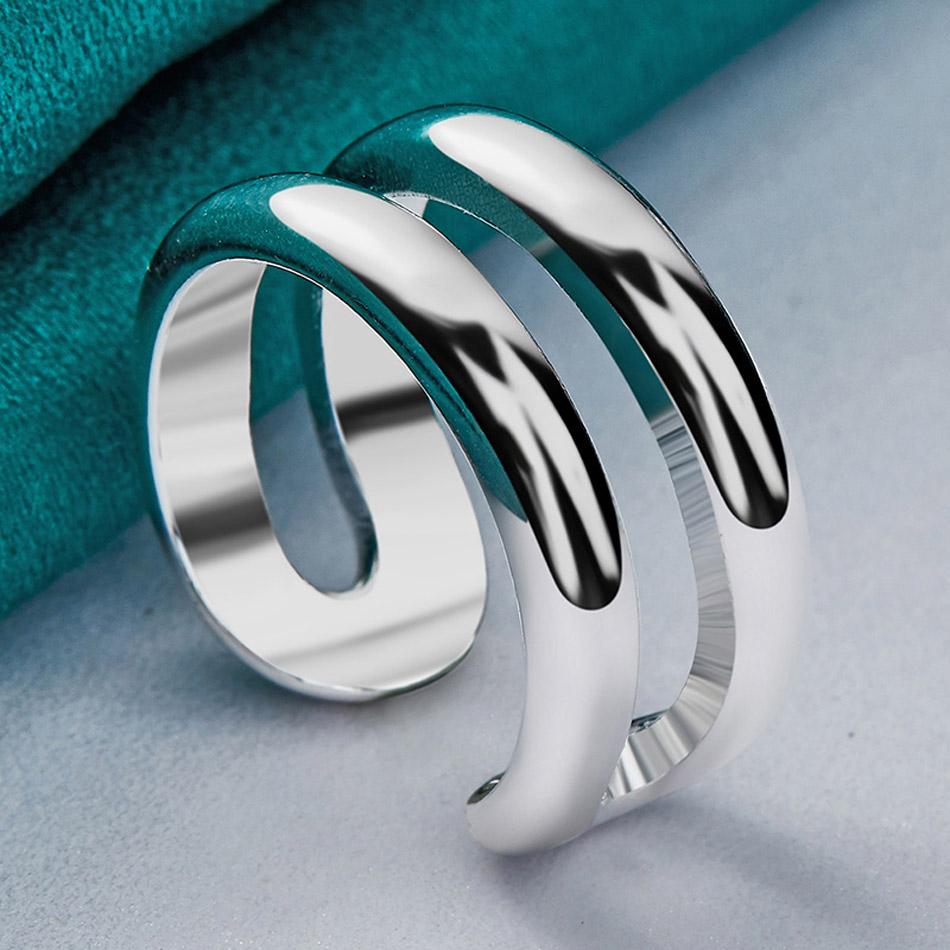 URMYLADY 925 Sterling Silber Doppelter runder verstellbarer Ring für Frauen Hochzeit Charm Engagement Modeschmuck Resizable von Joom DACH