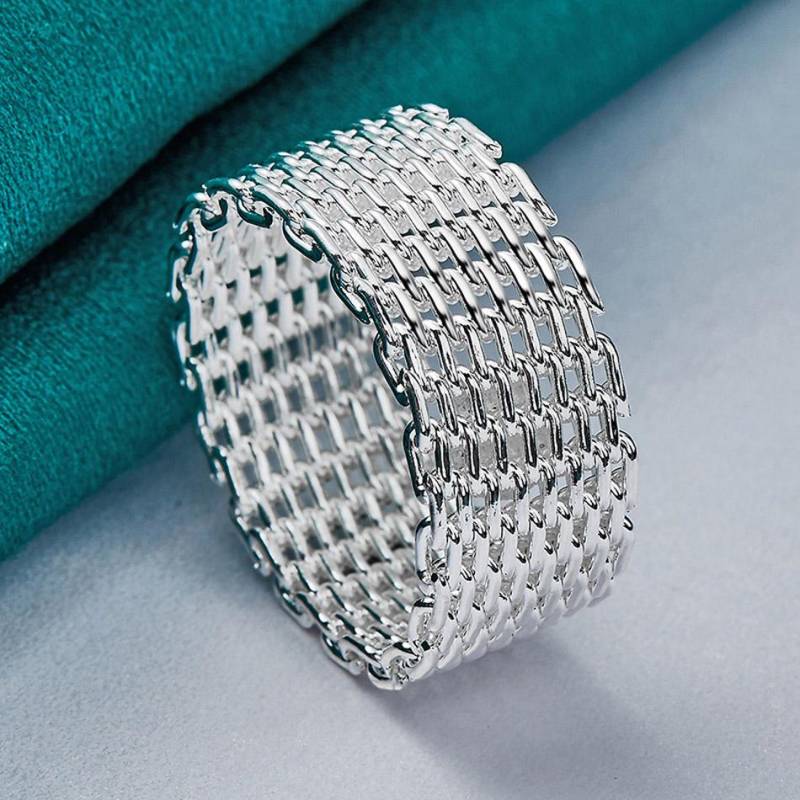 URMYLADY 925 Sterling Silber Woven Net Ring Für Frauen Männer Hochzeit Charm Engagement Party Mode Schmuck 10 von Joom DACH