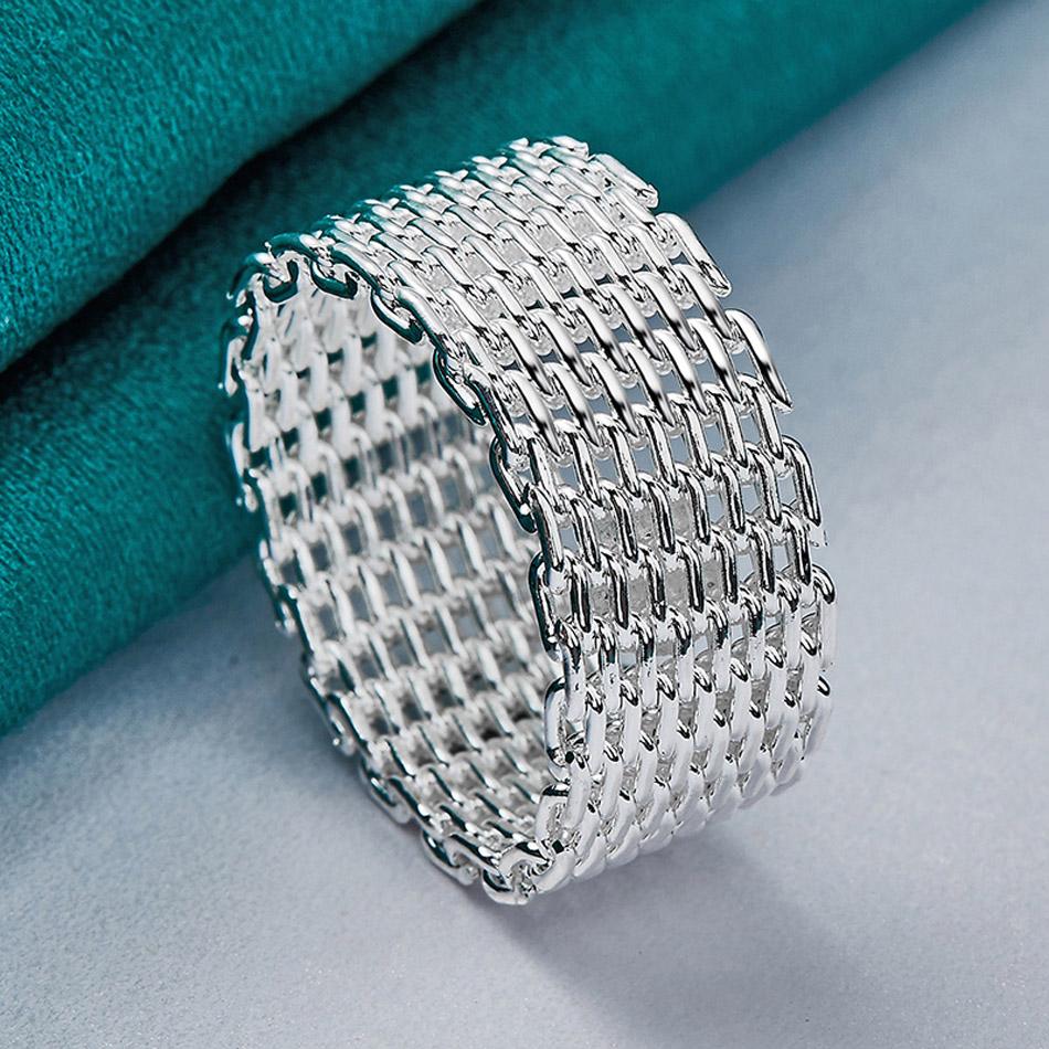 URMYLADY 925 Sterling Silber Woven Net Ring Für Frauen Männer Hochzeit Charm Engagement Party Mode Schmuck 7 von Joom DACH