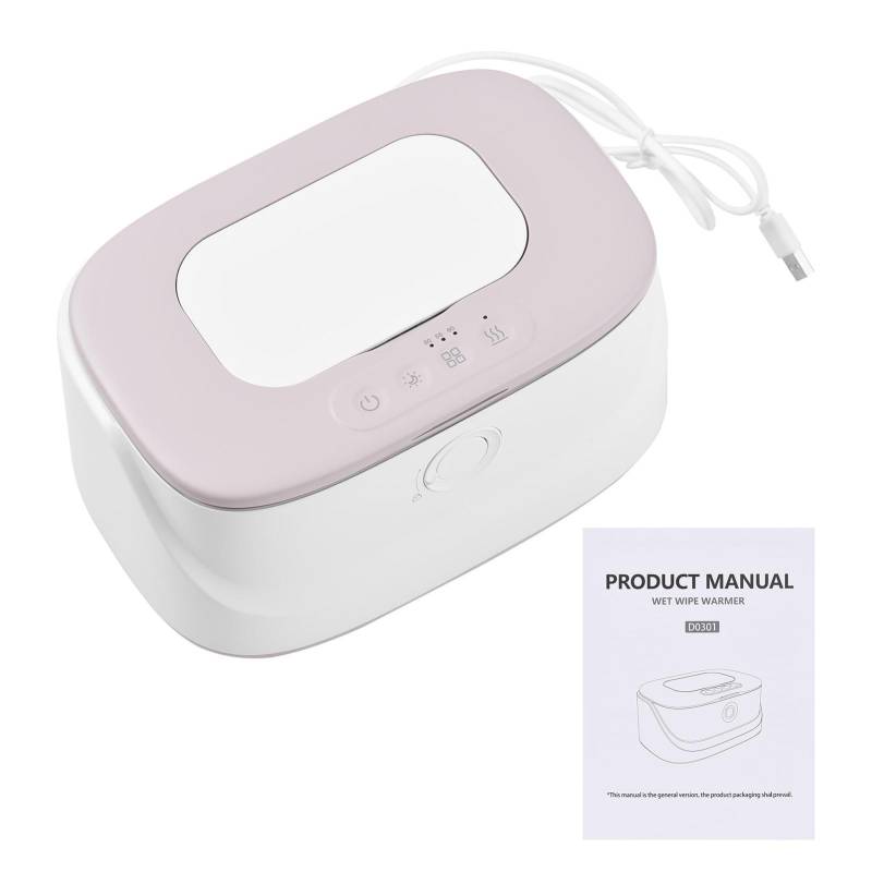 USB-Aufladbarer Feuchttuchwärmer mit 3 einstellbaren Temperaturen und 3 Helligkeits-Nachtlicht oben Grey von Joom DACH