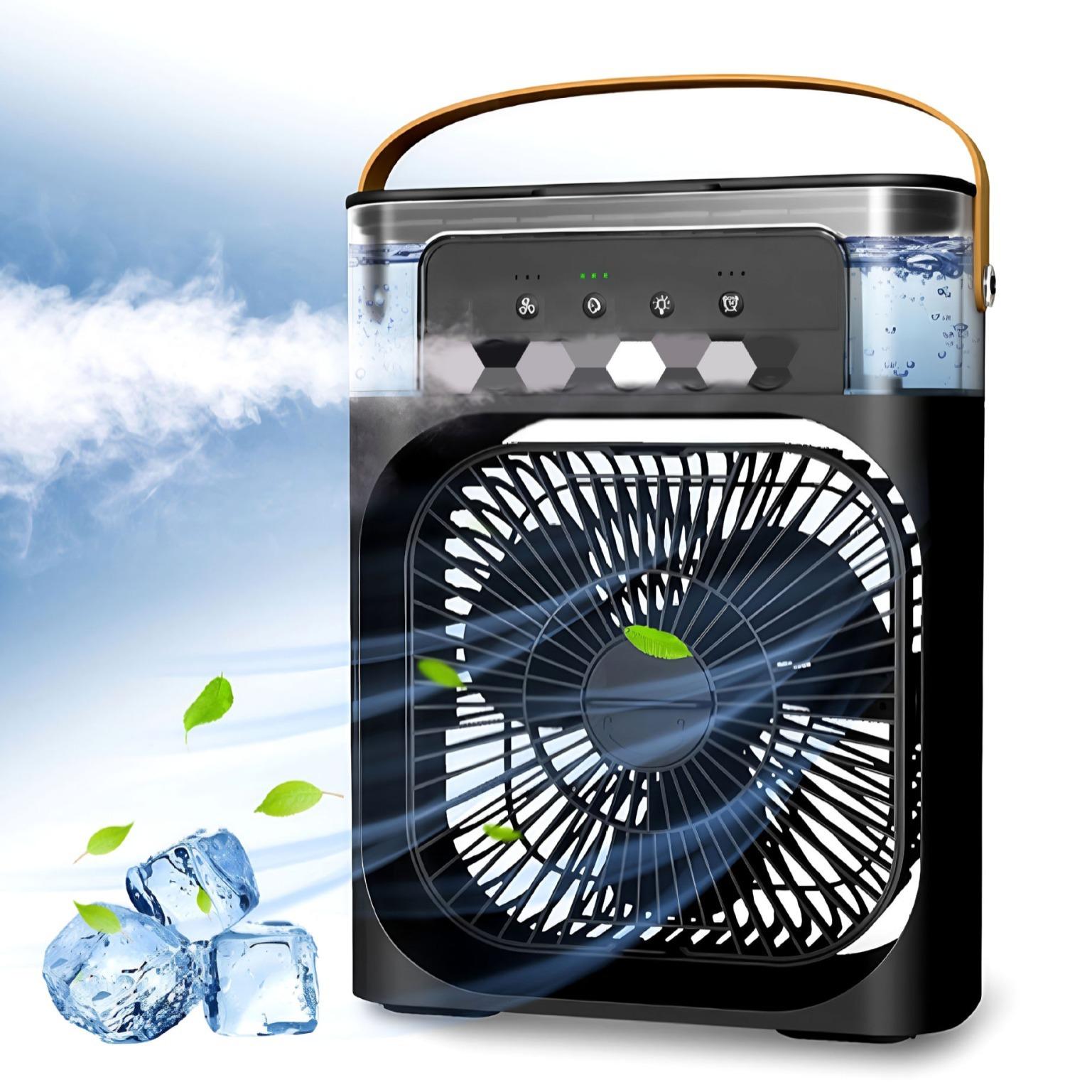 USB-Elektroventilator, Klimaanlagen, tragbarer Kühlventilator, LED-Nachtlicht, Wassernebel, Spaß, 3-in-1-Luftbefeuchter für Zuhause blau von Joom DACH