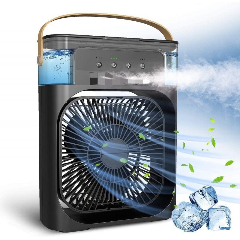 USB-Elektroventilator, Klimaanlagen, tragbarer Kühlventilator, LED-Nachtlicht, Wassernebel, Spaß, 3-in-1-Luftbefeuchter für Zuhause schwarz von Joom DACH