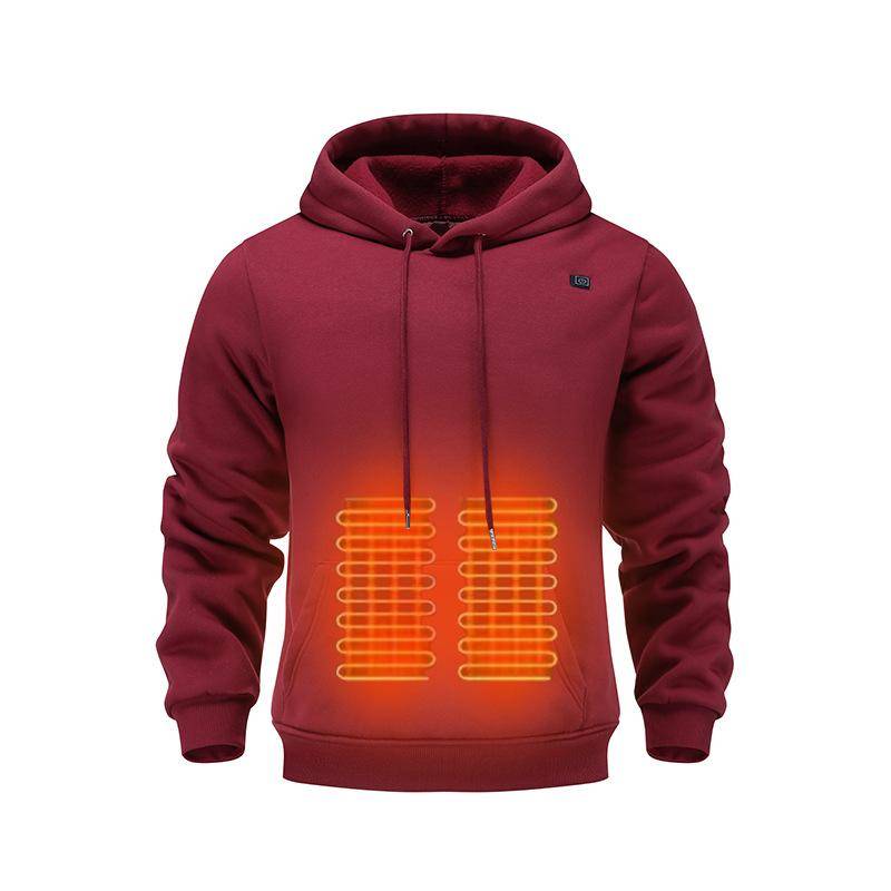 USB beheizter Hoodie mit thermischen Wärmezonen, leichte, fleecegefütterte Winterjacke für Männer und Frauen 5XL bordeaux von Joom DACH