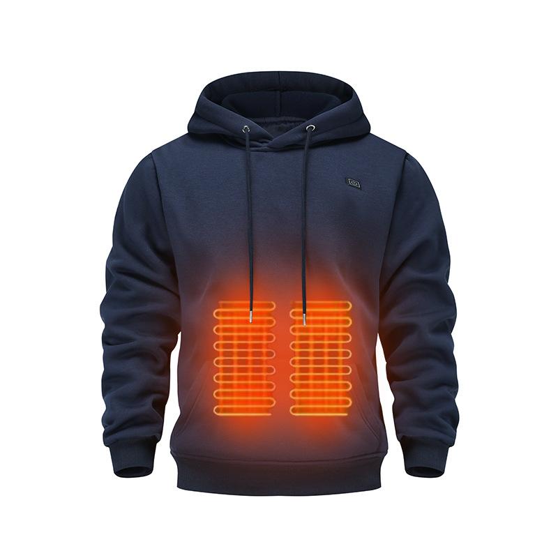 USB beheizter Hoodie mit thermischen Wärmezonen, leichte, fleecegefütterte Winterjacke für Männer und Frauen M dunkelblaue von Joom DACH