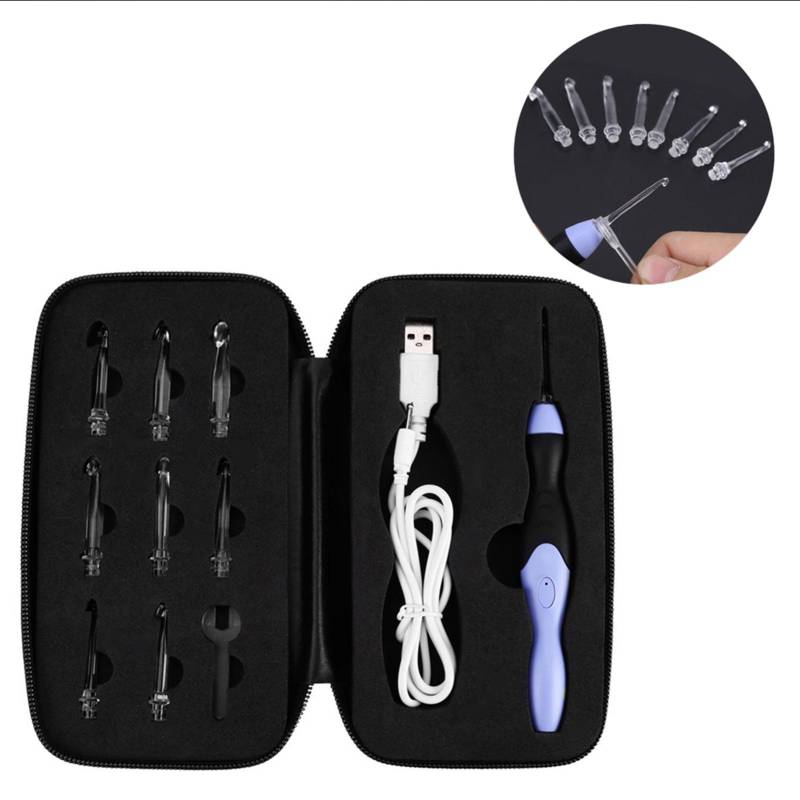 USB-wiederaufladbare LED-leuchtende Häkelnadel-Set Strickwerkzeug mit austauschbaren Spitzen 2,5–6,5 mm von Joom DACH