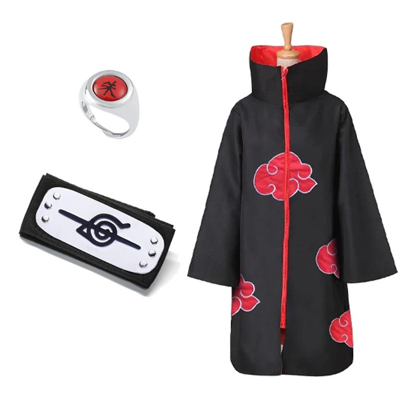 Uchiha Itachi Akatsuki Red Cloud Umhang Anime Kostüm Stirnband Halskette Halloween Umhang Erwachsenes Kind L von Joom DACH