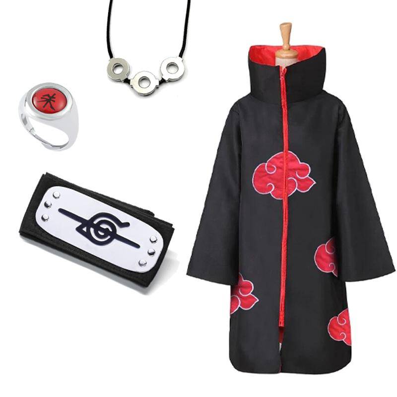 Uchiha Itachi Akatsuki Red Cloud Umhang Anime Kostüm Stirnband Halskette Halloween Umhang Erwachsenes Kind M von Joom DACH