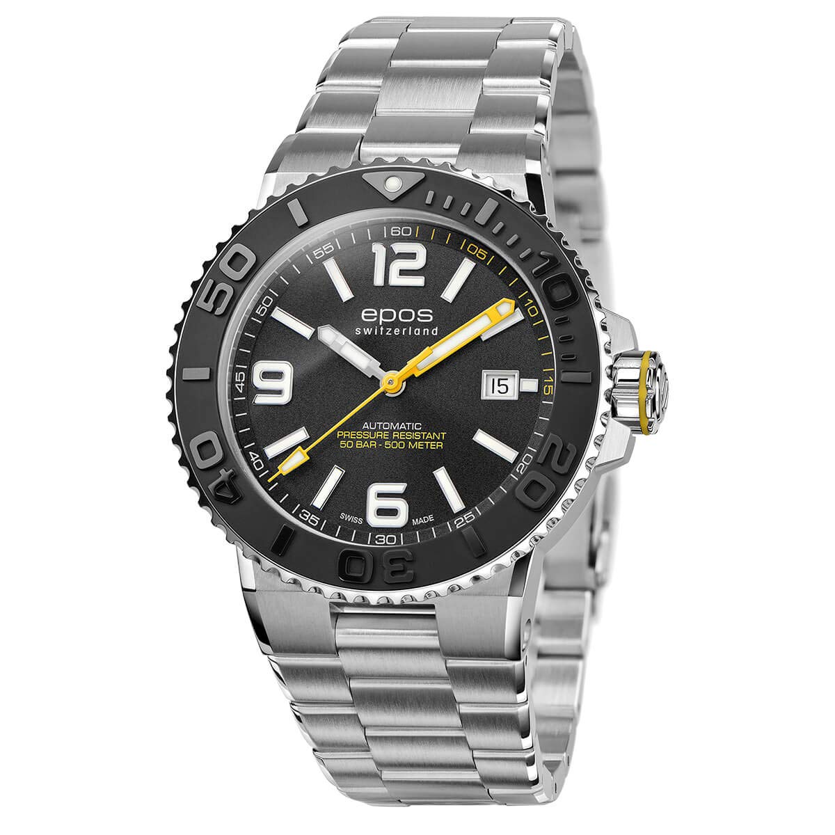Uhr Epos Automatik 500m wasserdicht Keramik Lünette Sportive 3441ABKM Silber [EPOS] Taucher Herren schwarz von Joom DACH