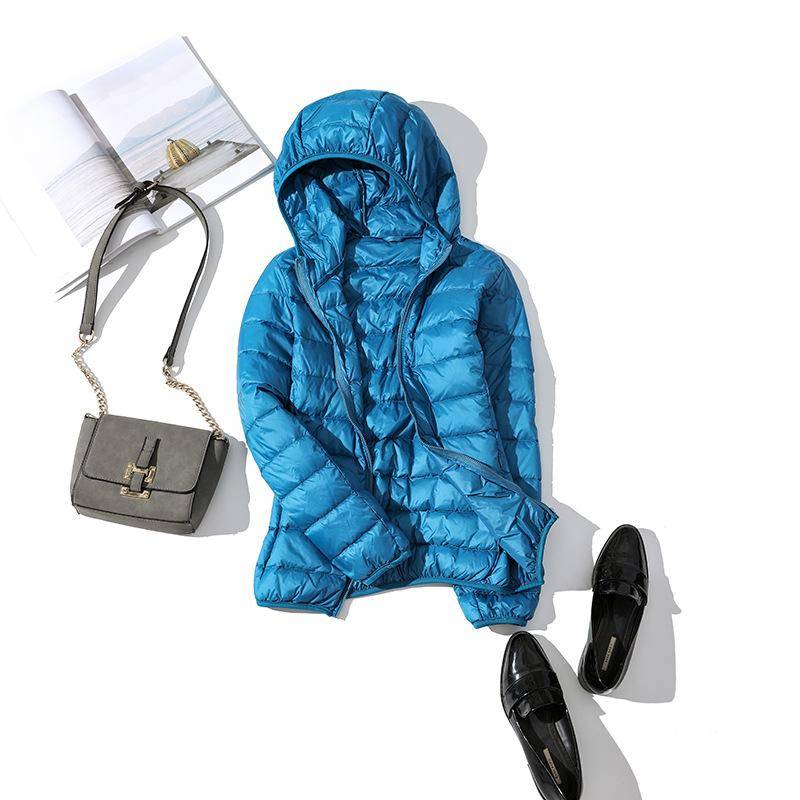 Ultra-leichte Plus Größe Dünne Unten Jacke Frauen Herbst Winter Dünne Kurze Mit Kapuze Warme Weiße Ente Unten Mantel Frauen oberbekleidung XXL see-blaue von Joom DACH