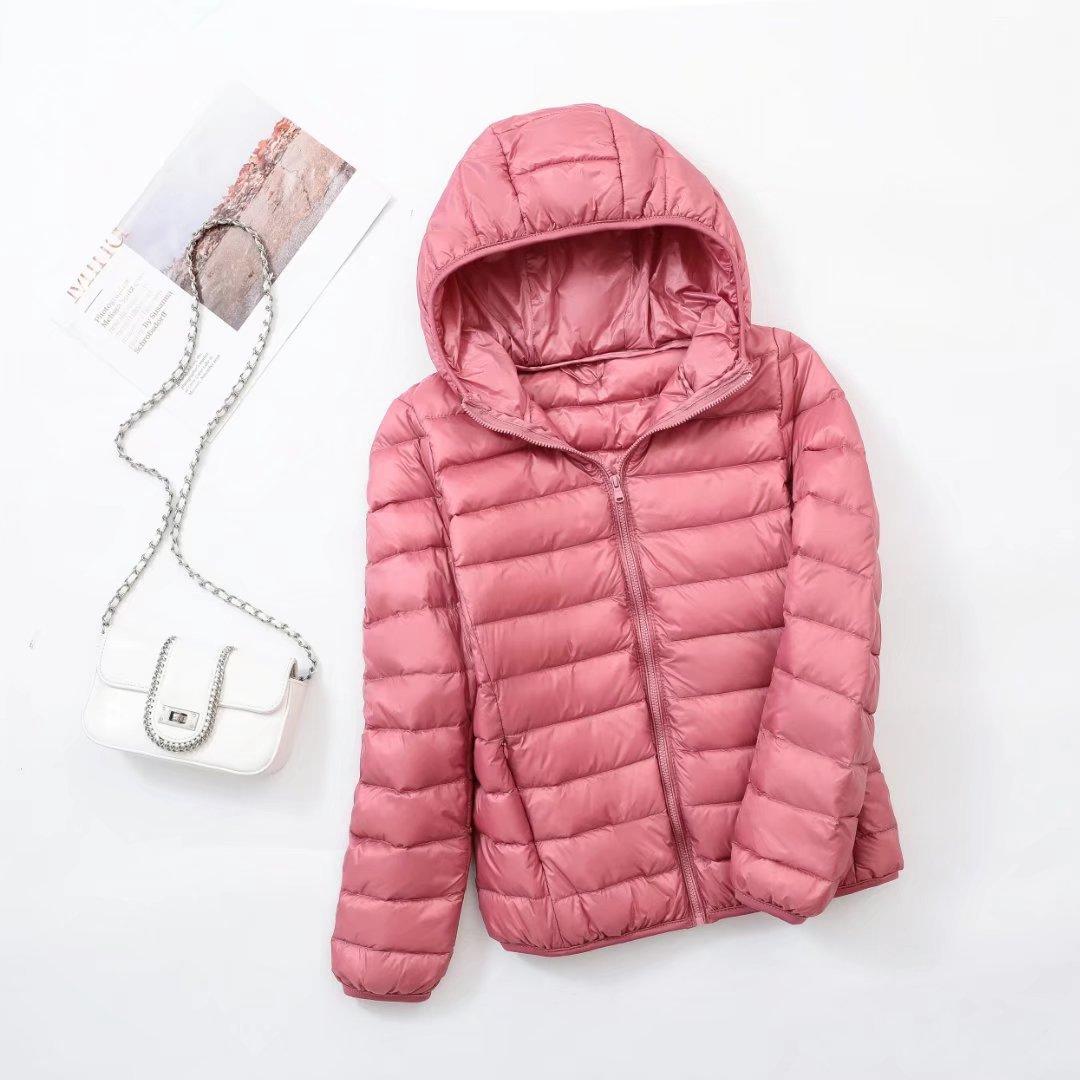 Ultra-leichte Plus Größe Dünne Unten Jacke Frauen Herbst Winter Dünne Kurze Mit Kapuze Warme Weiße Ente Unten Mantel Frauen oberbekleidung XXXXL rosa von Joom DACH
