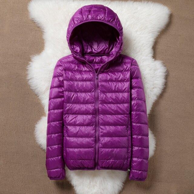 Ultra-leichte Plus Größe Dünne Unten Jacke Frauen Herbst Winter Dünne Kurze Mit Kapuze Warme Weiße Ente Unten Mantel Frauen oberbekleidung XXXXL von Joom DACH