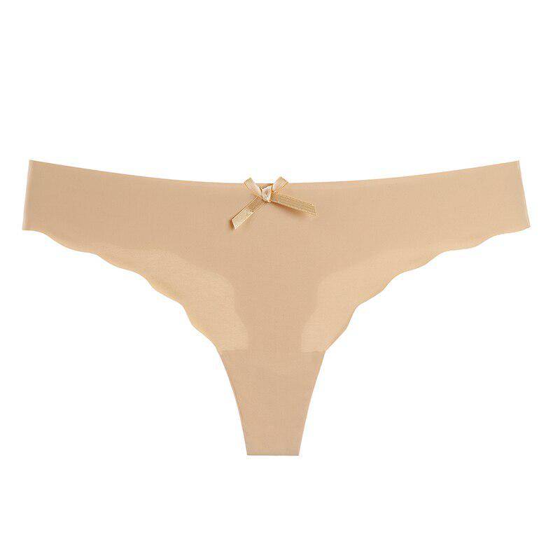 Ultradünne, nahtlose Damenhöschen, niedrige Taille, Tangas, unsichtbare G-String-Slips, Unterwäsche für Damen und Mädchen M beige von Joom DACH