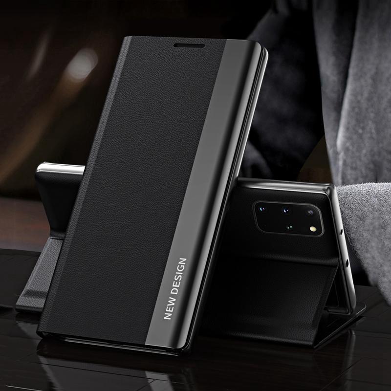 Ultradünne, plattierte Klapphülle für iPhone 13 12 11 Pro XR Xs Max Samsung Xiaomi OPPO VIVO Huawei PU-Leder + PC Wallet Stand Cover Huawei Mate 20 Lite schwarz von Joom DACH