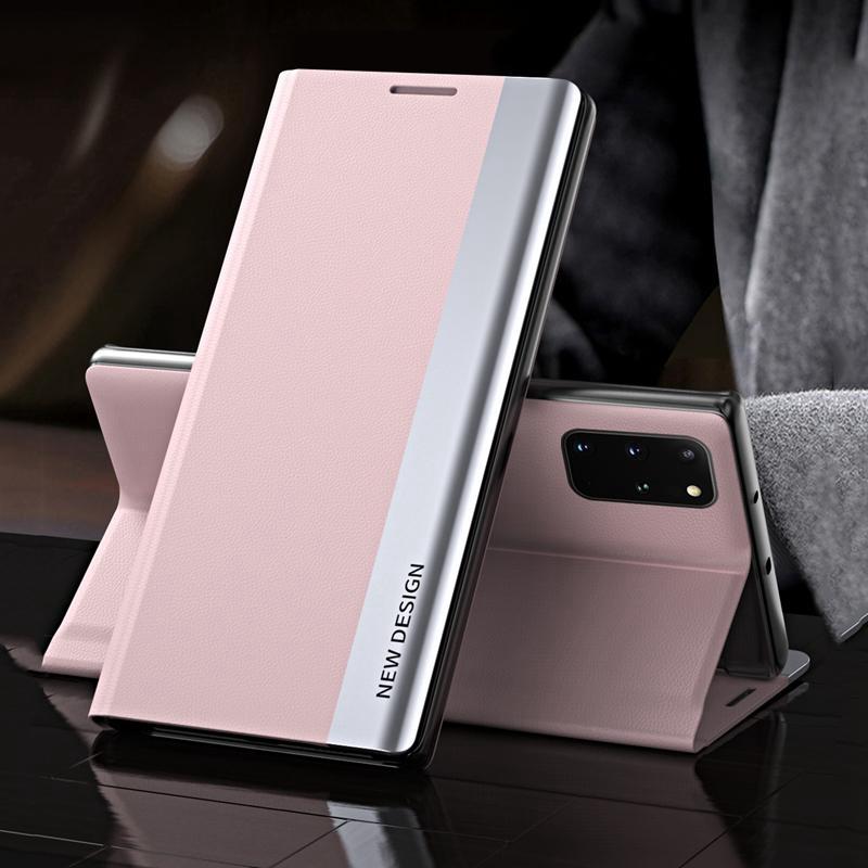 Ultradünne, plattierte Klapphülle für iPhone 13 12 11 Pro XR Xs Max Samsung Xiaomi OPPO VIVO Huawei PU-Leder + PC Wallet Stand Cover iPhone 14 rosa von Joom DACH