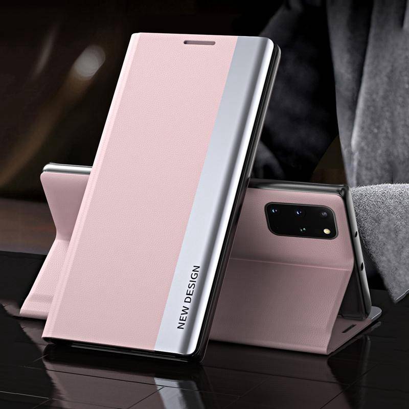 Ultradünne, plattierte Klapphülle für iPhone 13 12 11 Pro XR Xs Max Samsung Xiaomi OPPO VIVO Huawei PU-Leder + PC Wallet Stand Cover iPhone 14 rosa von Joom DACH