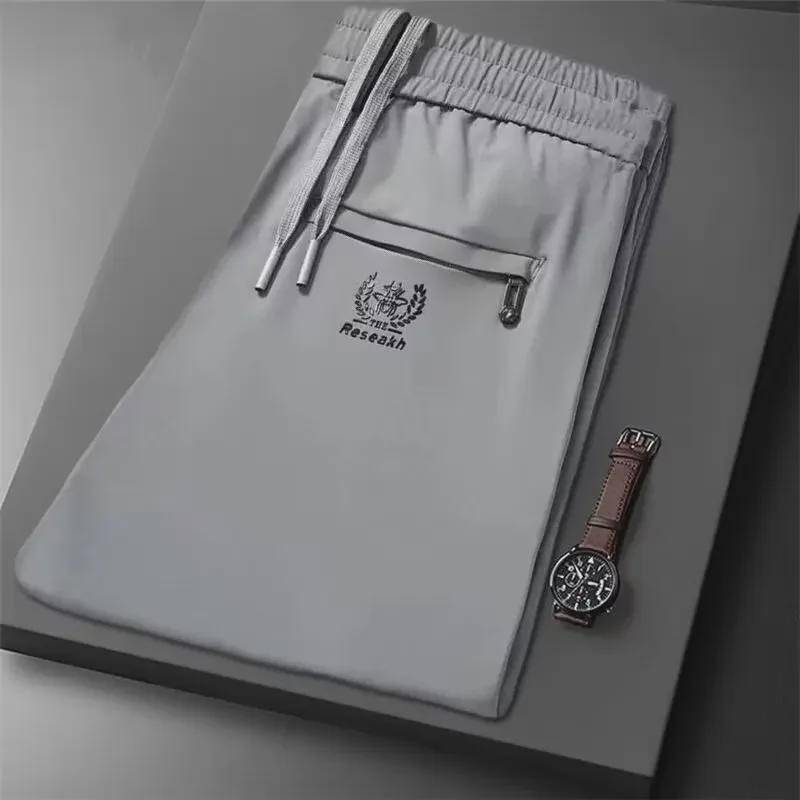 Ultradünne, schnelltrocknende, atmungsaktive Sport- und Freizeithose aus Eisseide für Herren im Slim Fit XL hellgrau von Joom DACH