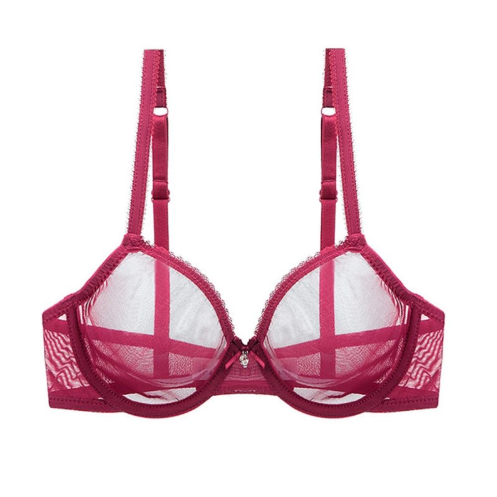 Ultradünner BH für große Brüste, Push-Up, transparent, Bralette für Damen, exotische Dessous, Netz-Dessous, Spitze, Büstenhalter, Unterwäsche 75D von Joom DACH
