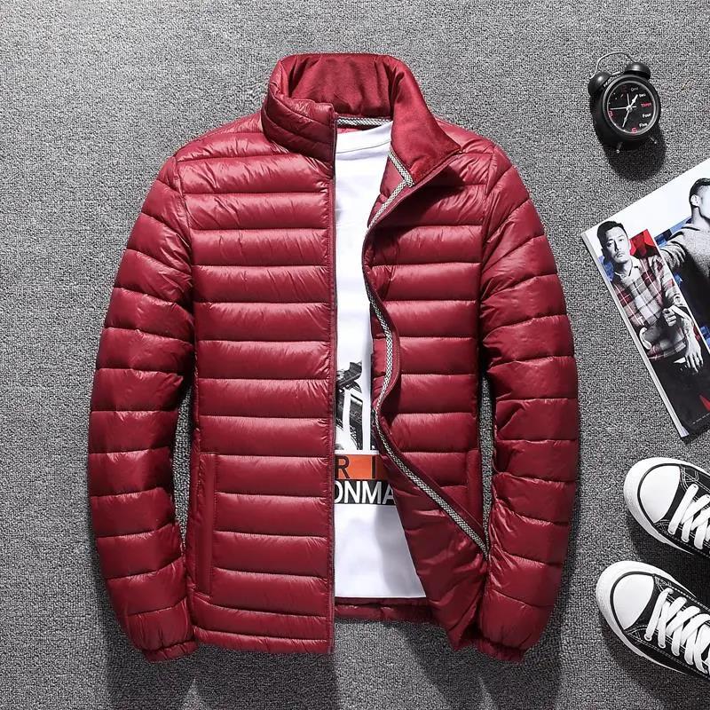 Ultraleichte Daunenjacke für Herren, Stehkragen, kurze tragbare Jacke, große Winterjacke XXXL rot von Joom DACH