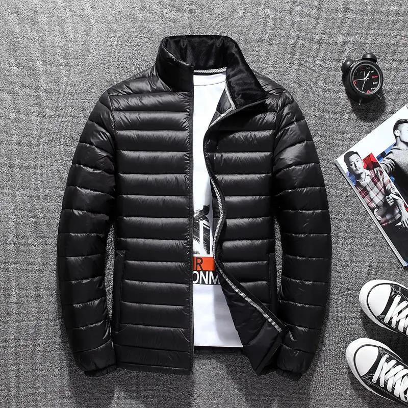 Ultraleichte Daunenjacke für Herren, Stehkragen, kurze tragbare Jacke, große Winterjacke XXXL schwarz von Joom DACH