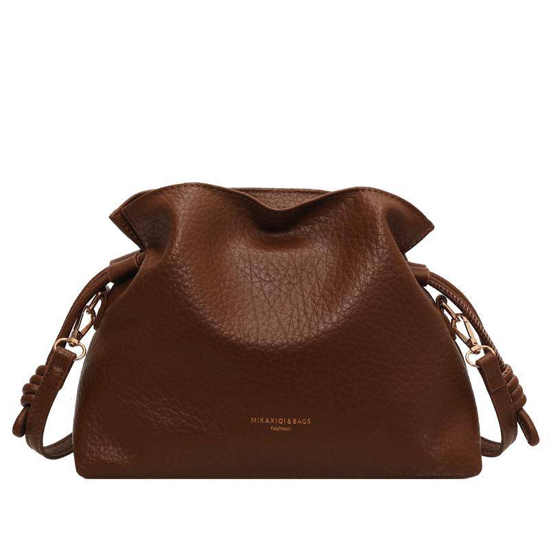 Umhängetasche Damen Neue Großraum-Pendler-Kordelzug-Eimertasche braun von Joom DACH