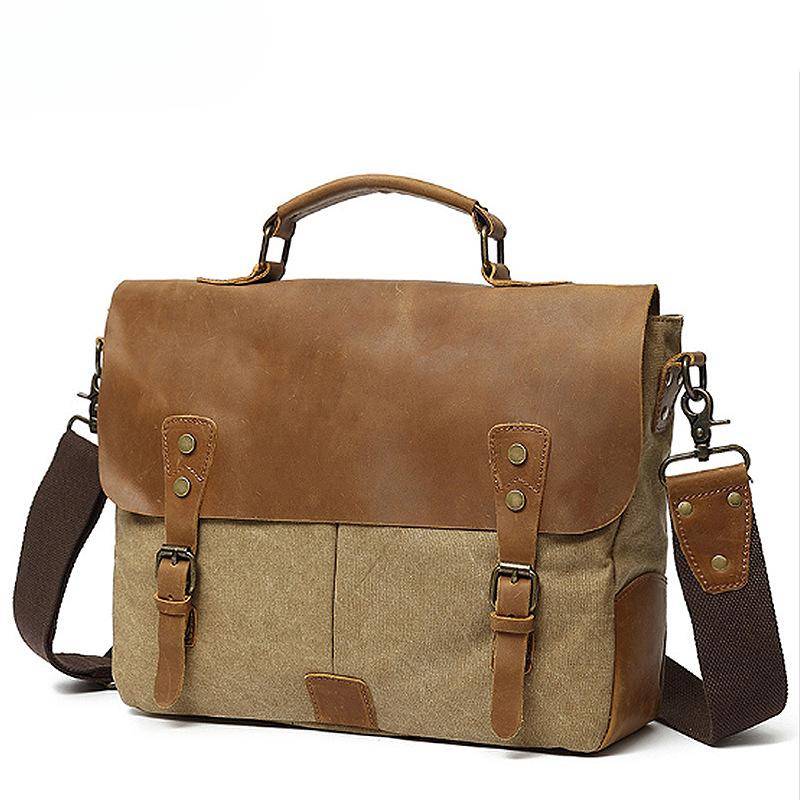 Umhängetasche aus Segeltuch, lässige Umhängetasche für Damen und Herren, Fotografie-Kameratasche, Messenger Bag 13 inch khaki von Joom DACH