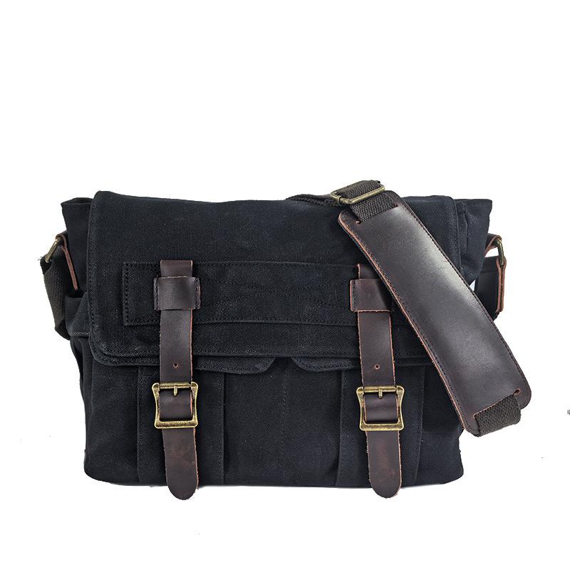 Umhängetasche aus Segeltuch, lässige Umhängetasche für Damen und Herren, Fotografie-Kameratasche 13 inch schwarz von Joom DACH