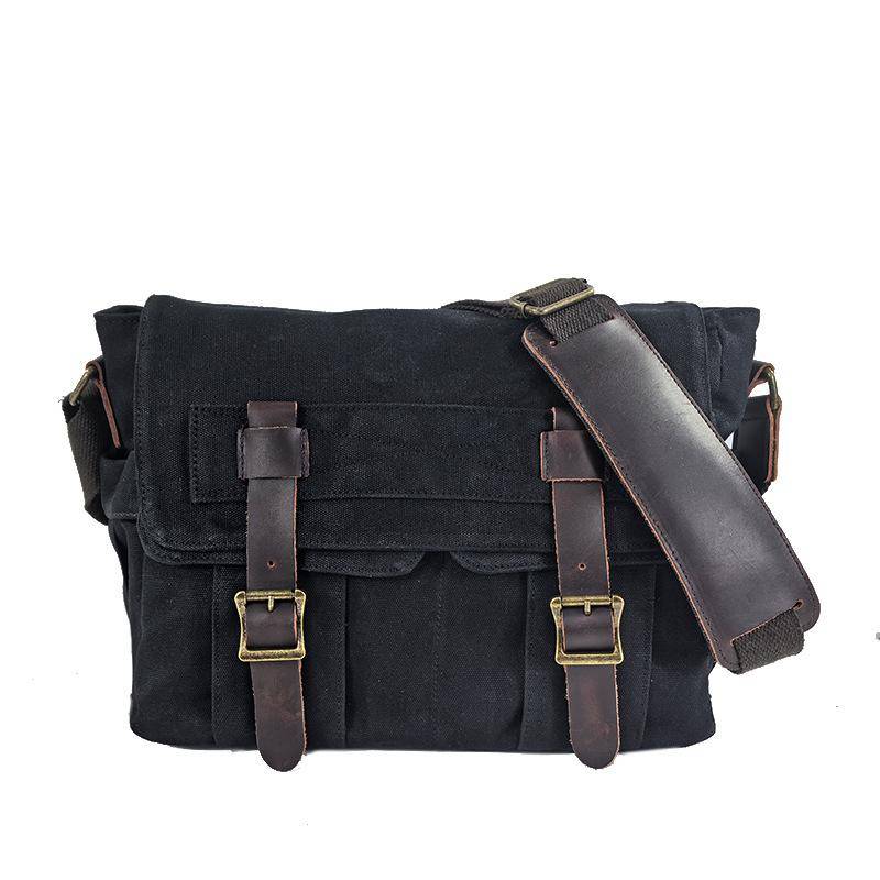 Umhängetasche aus Segeltuch, lässige Umhängetasche für Damen und Herren, Fotografie-Kameratasche 13 inch schwarz von Joom DACH