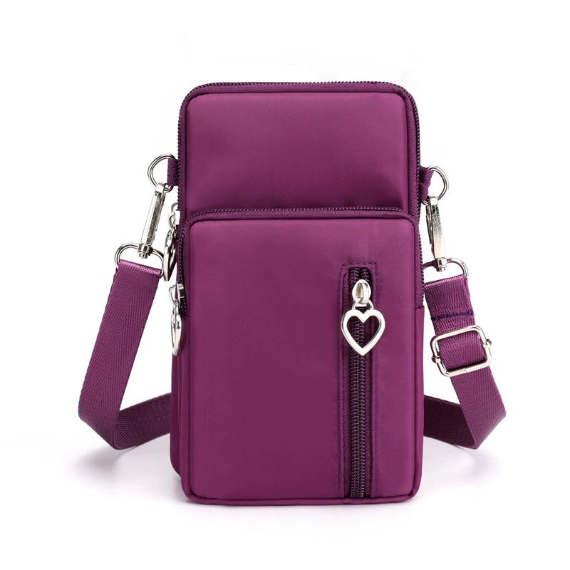 Umhängetasche für Damen, wasserdicht, Nylon, multifunktional, lässig, kleine Tasche, modische Handytasche, Sporttasche, Armtasche im minimalistischen Stil lila rot von Joom DACH