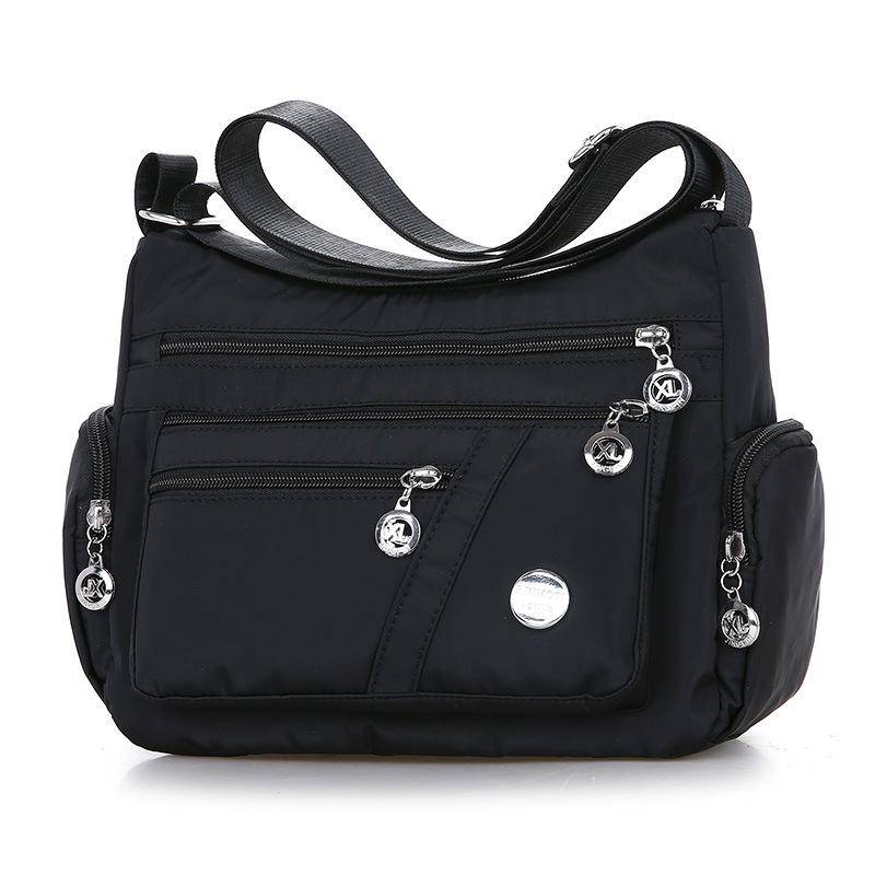 Umhängetasche für Damen, wasserdicht, lässige Handtasche aus Nylon, leichte Messenger-Schultertasche 27*11*22cm schwarz von Joom DACH