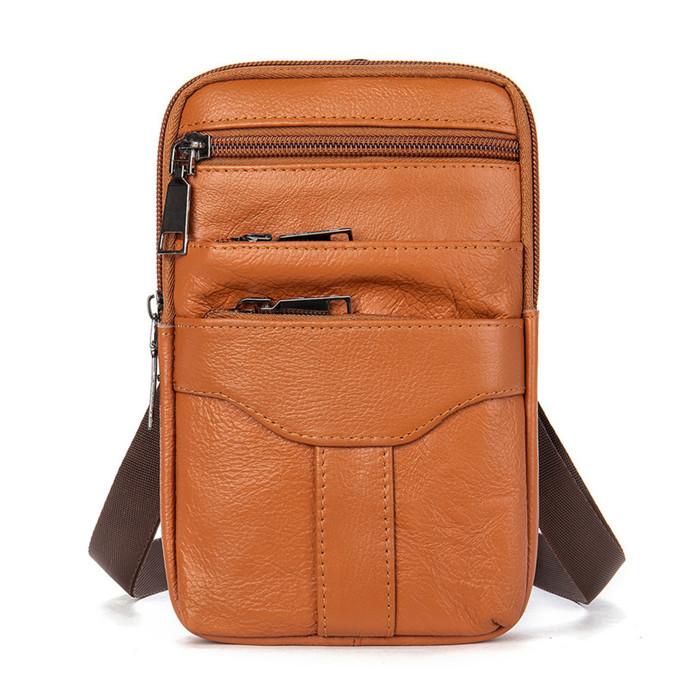 Umhängetasche für Herren, Umhängetasche, Handytasche, erste Schicht, Rindsleder, Herrentasche braun von Joom DACH