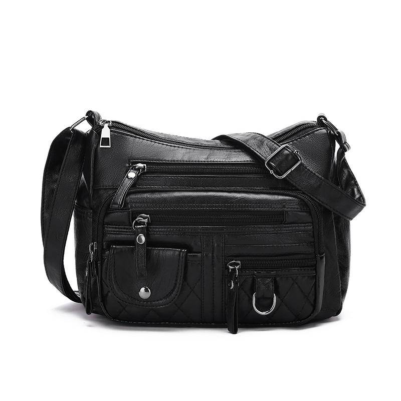 Umhängetasche mit mehreren Taschen und Nähten für Damen, mehrere Lagen schwarz von Joom DACH