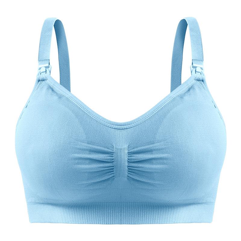 Umstands-BHs, kabelloser Still-BH, Höschen-Set, Schwangerschaftskleidung, verhindert Durchhängen, Stillen, atmungsaktiver Lactancia-BH für Damen 2XL blau von Joom DACH