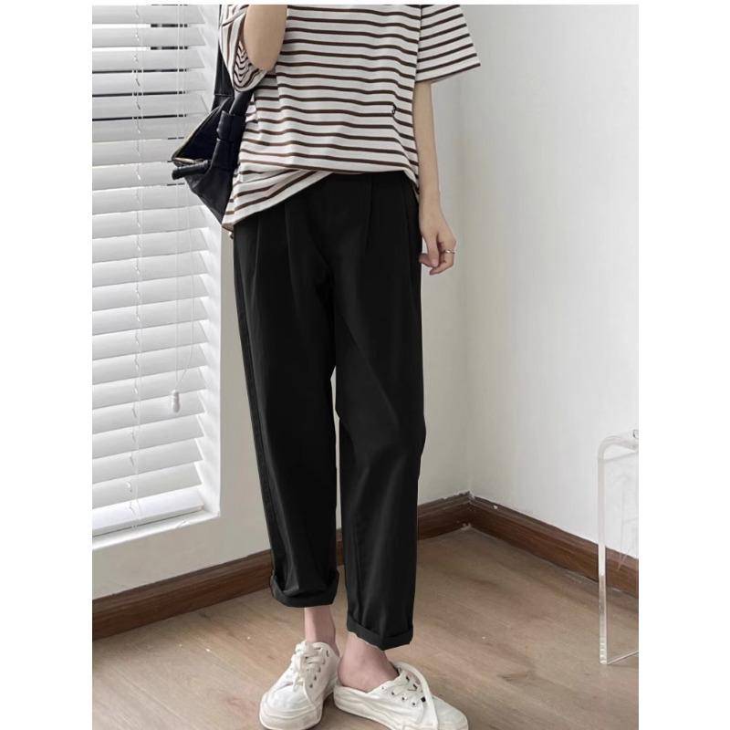 Umstandshose Frühling und Sommer Kleidung Übergröße Bauchstütze Lässig Gerade Weitbeinige Hose XL schwarz von Joom DACH