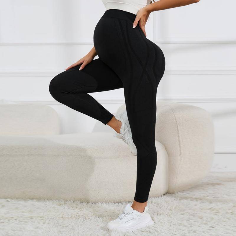 Umstandshosen Frühling Herbst Models tragen Leggings mit hoher Taille M schwarz von Joom DACH