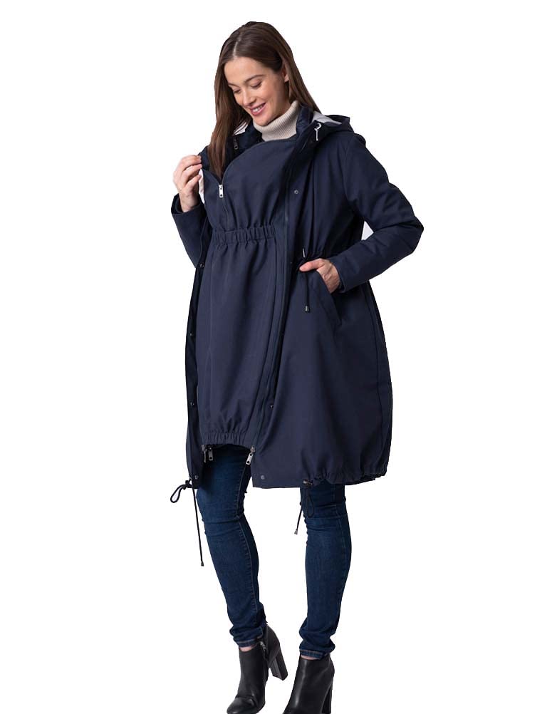 Umstandsmode Baby String Compatible Maternity Navy [Seraphin] Mantel, Mantel, GLENN, Damen, dunkelblau von Joom DACH