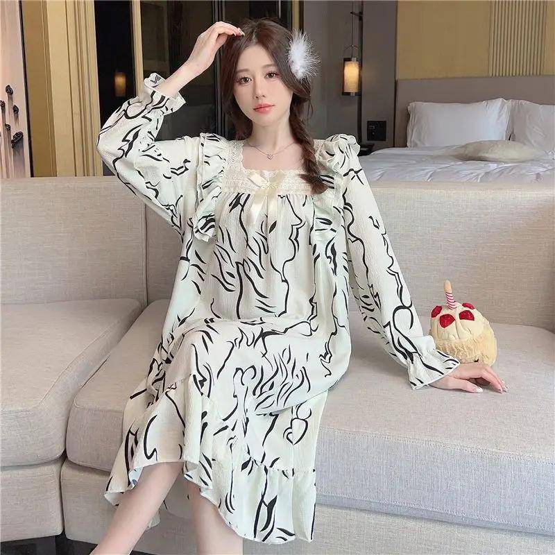 Umstandsmode Dünne Lockere Hauskleidung Neue Große Größe Langarm Pyjamas Spitze Locker Frühling und Herbst Pyjamas Hauskleidung L schwarz von Joom DACH